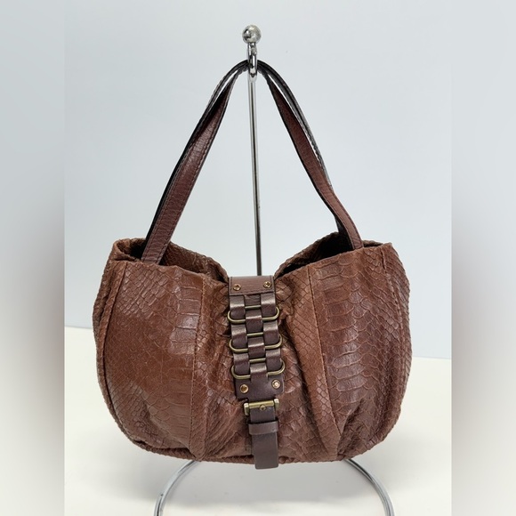 MARTINA CAPONI Brown reptile imprinted leather small shoulder bag - Picture 3 of 11